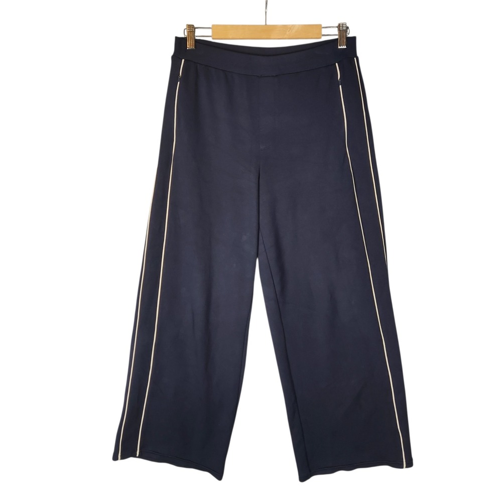 OFFLINE by Aerie Wide Leg Pants Medium Short Navy Blue Side Stripe Trouser
